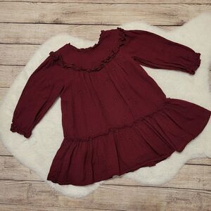 Cat & Jack burgundy long-sleeved flowy toddler dress